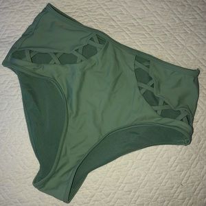 Cross Cut-Out Highrise Bathing Suit Bottoms